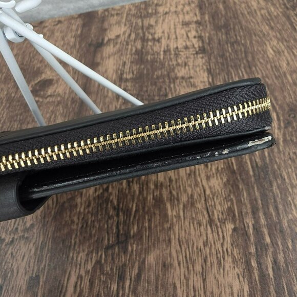 Prettyzys Faux Leather Wallet Black Gold Zip Card Slot ID Snap 2 Section Classic - Picture 6 of 13